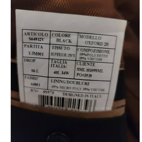 Caravelli Italy Black Super 150's Men's Business Suit Jacket 40L 34W - Picture 7 of 7